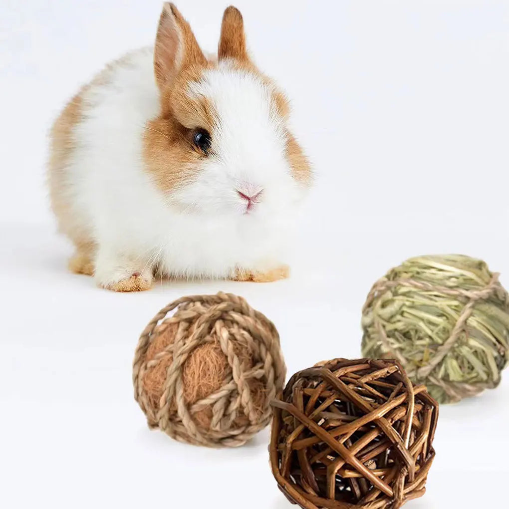 9pack/lot Natural Willow Branch Ball Fun Toy For Small Animals And Birds Joy To Pets Guinea Pig Toys brown