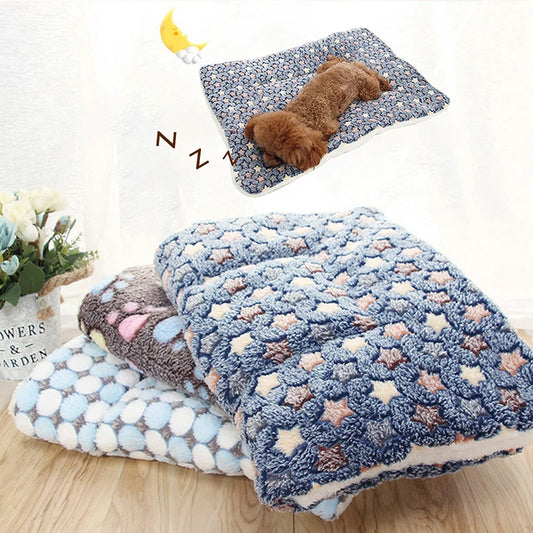 Soft Fluffy Pet Dog Blanket Cute Star Printing Pet Mat Warm Breathable Skin Friendly Cats And Dogs Bed Blanket Pet Supplies