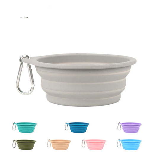 Cuenco de silicona plegable grande para perros y mascotas, recipiente portátil para comida para cachorros, para viajes al aire libre, plato alimentador, 350/600ml