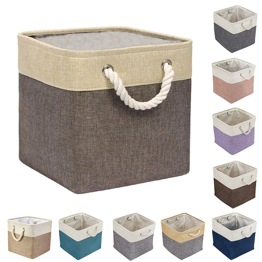 Panier de rangement de jouets pour animaux de compagnie, sac en toile pliable pour jouets d'animaux, boîte de rangement en lin, bacs de rangement de jouets, organisateur d'accessoires pour chiens