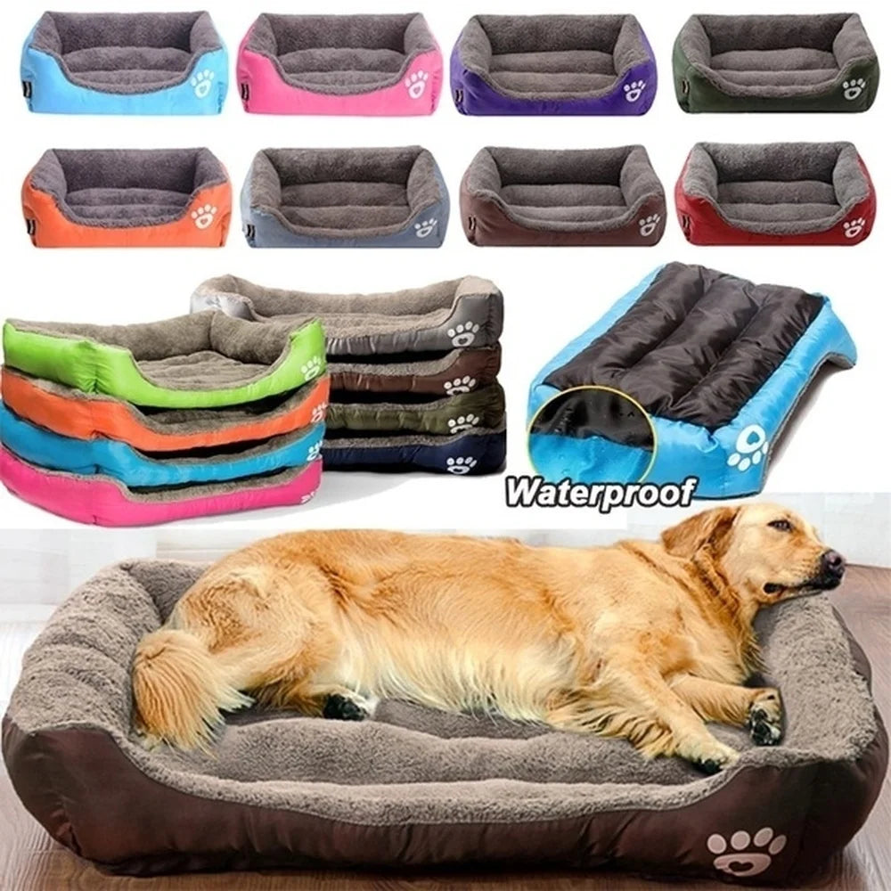 Cama grande para perros y gatos, casa cálida y acogedora para perros, nido de lana suave, cestas para perros, estera para casa, perrera impermeable para otoño e invierno