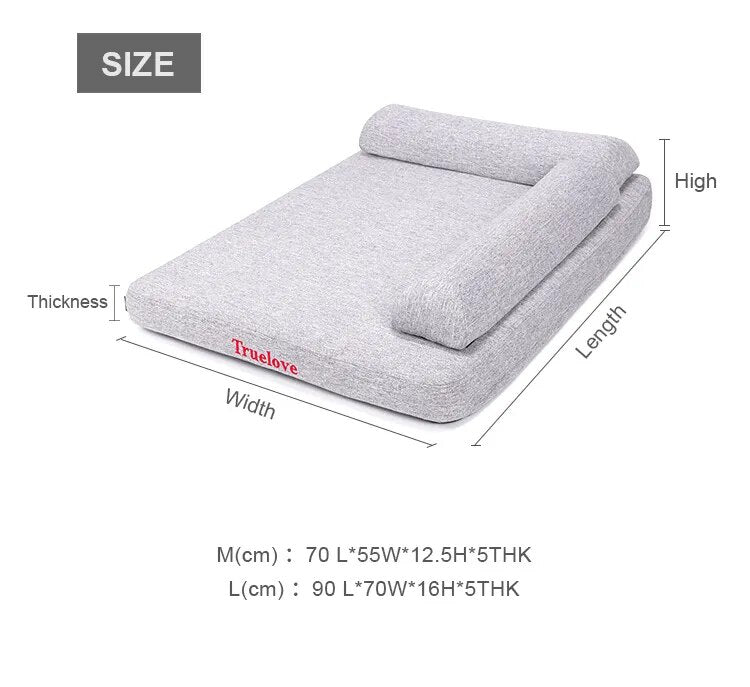 Cama para mascotas con almohada de espuma viscoelástica, suave, cómoda, duradera, 100% tela de lino para gatos y perros, extraíble y lavable, TLX1211