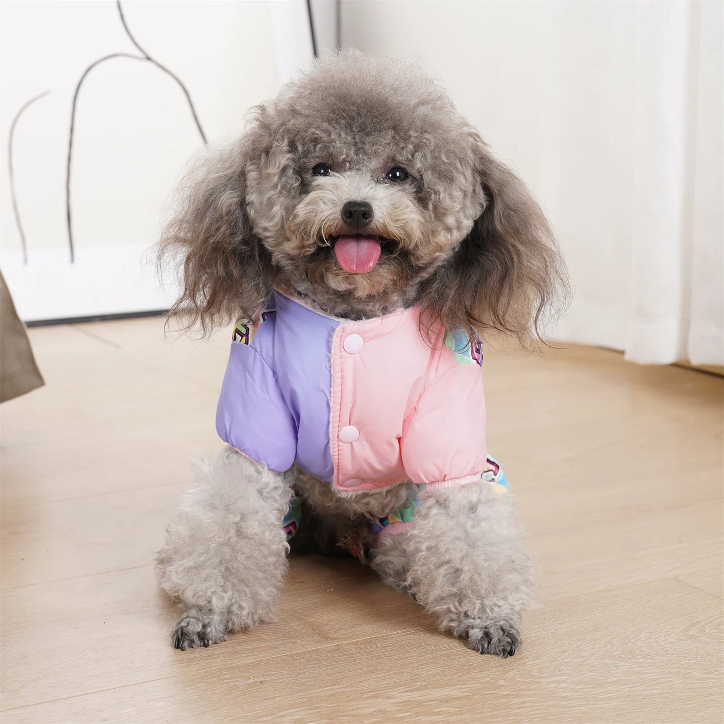 Ropa de invierno para perros pequeños, abrigo rosa muy cálidas para perros con Cuello de piel esponjoso, mono impermeable a prueba de viento para cachorros