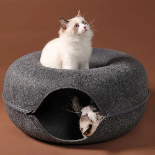 Cama para gatos Donut, túnel para Gato, juego interactivo, cama para gatos de doble uso, equipo deportivo para interiores, casa para adiestramiento de gatos