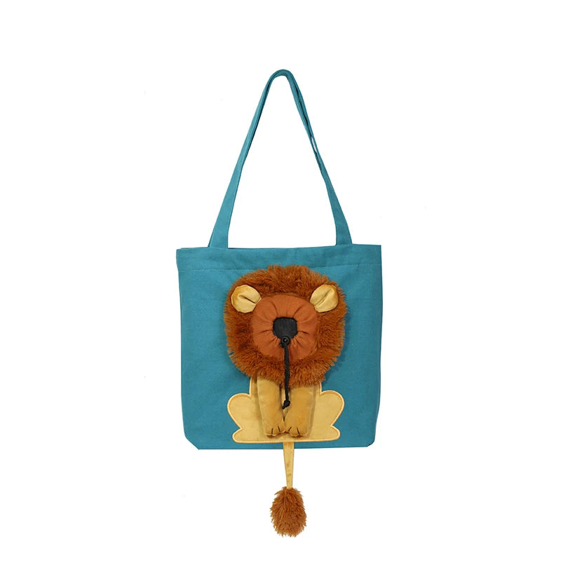 Sac à bandoulière en forme de Lion, transporteurs à côtés souples, sac en toile pour animaux de compagnie exposés pour chats et chiens, petit sac de transport pour animaux de compagnie respirant