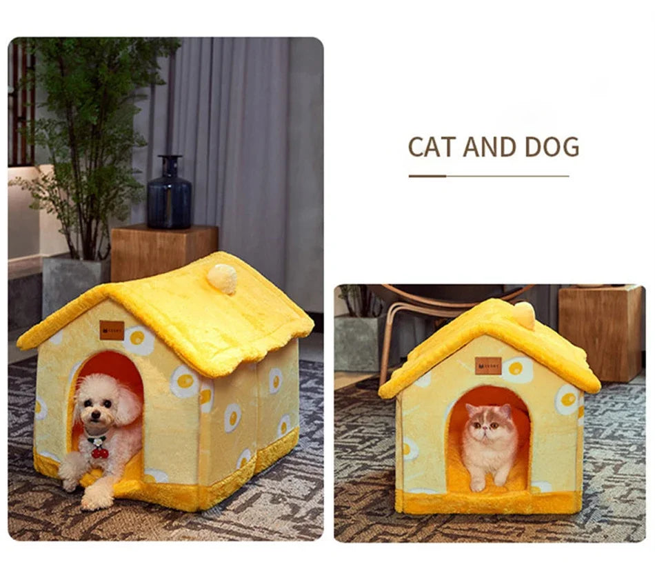 Pet Foldable House Kennel Bed Mat Cottage for Dogs Cat Winter Warm Cozy Nest Pet Products Basket Puppy Cave Sofa