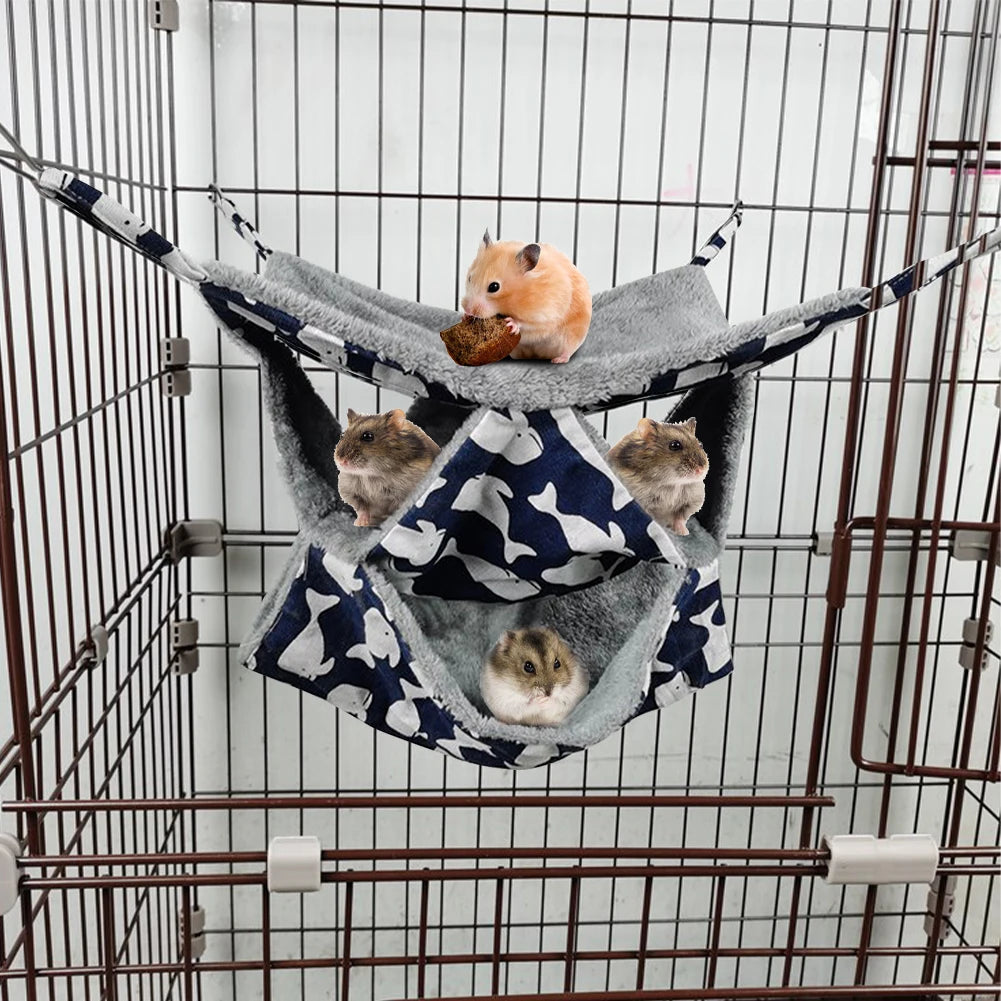 Toy Nest Winter Hamster Hammock 3 Layer Hanging Bed Ferret Chinchilla Warm Swing Nest Cage Pet Warmer Cage Squirrel Nap Hammock