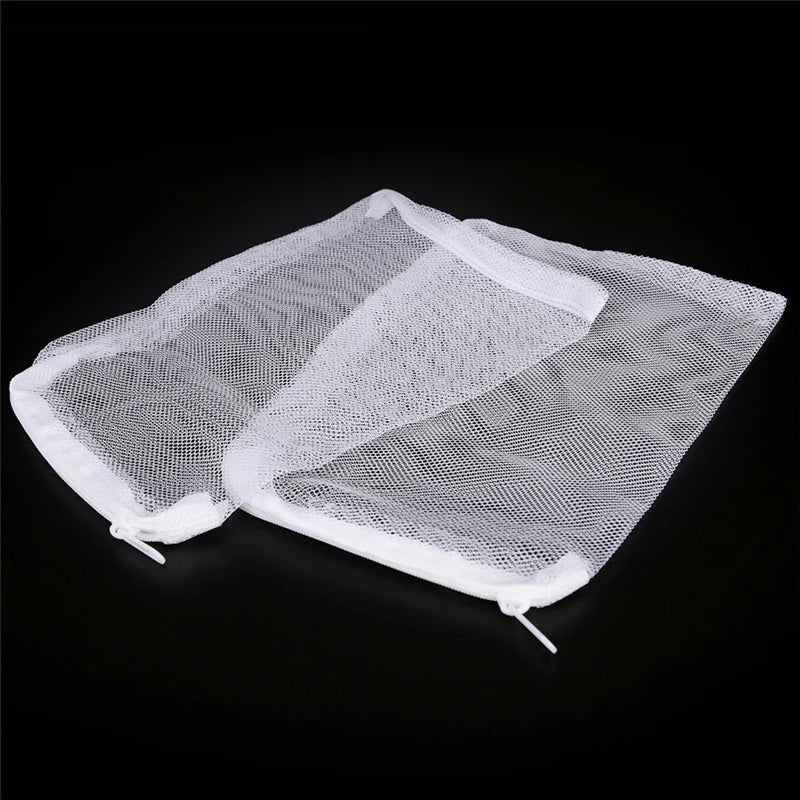 10Pcs Aquarium Filter Bags Reusable Fine Filter Media Bags With Zipper For Fresh Saltwater Tanks Resins Filter Activated Carbon