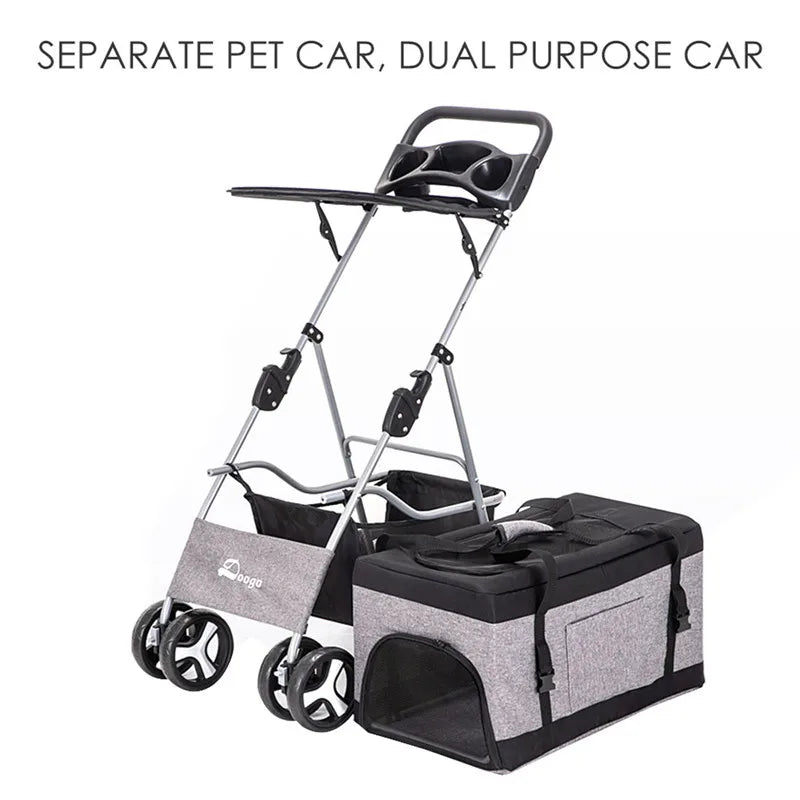 Poussette pour chien et chat, sac à main détachable à une épaule, Portable et respirant, chariot pour chien et chat, sac de transport pour animaux de compagnie, 2022