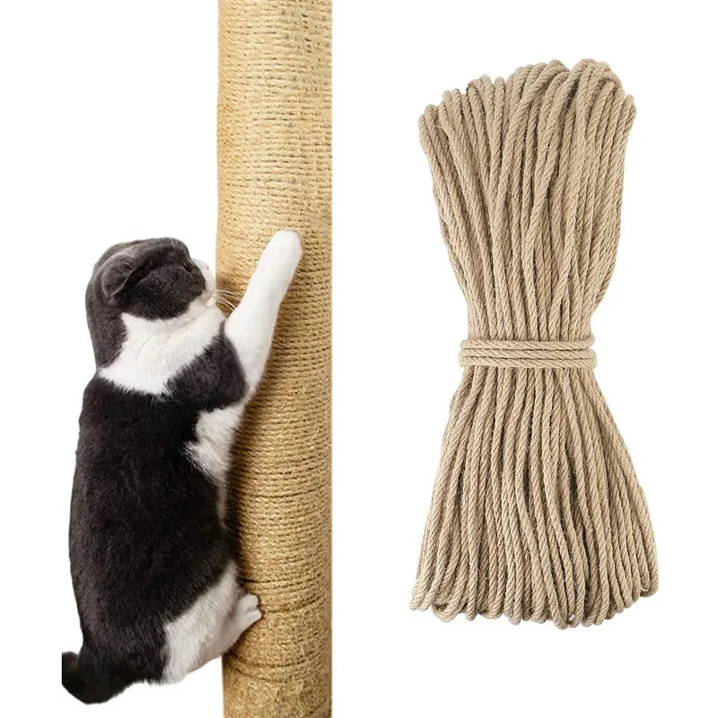 Cat Scratcher Rope DIY Natural Sisal Rope Toy Cats Paw Claw Furniture Protector Cat Tree Tower Climbing Frame Binding Rope