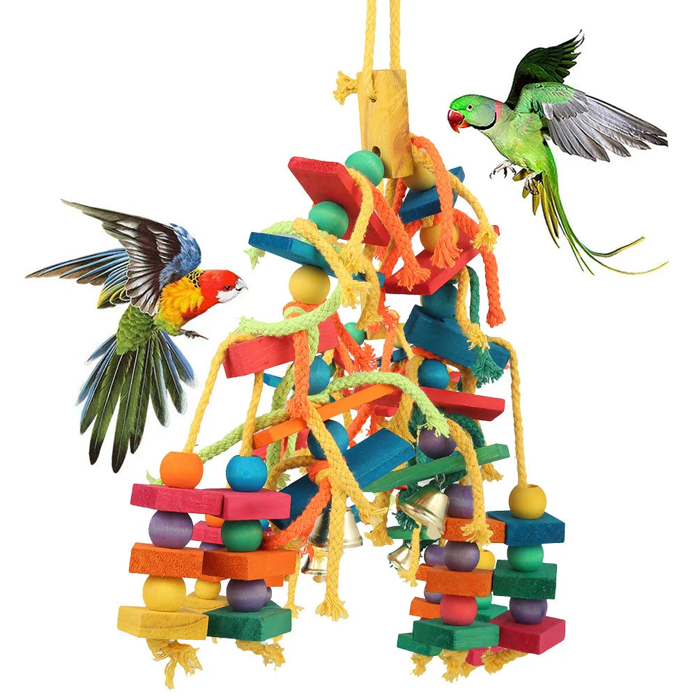 Jouets en bois pour perroquets et oiseaux, Cage à oiseaux d'amour, jouets d'entraînement amusants, corde en coton, jouet résistant aux morsures, jouet à déchirer, produit pour animaux de compagnie