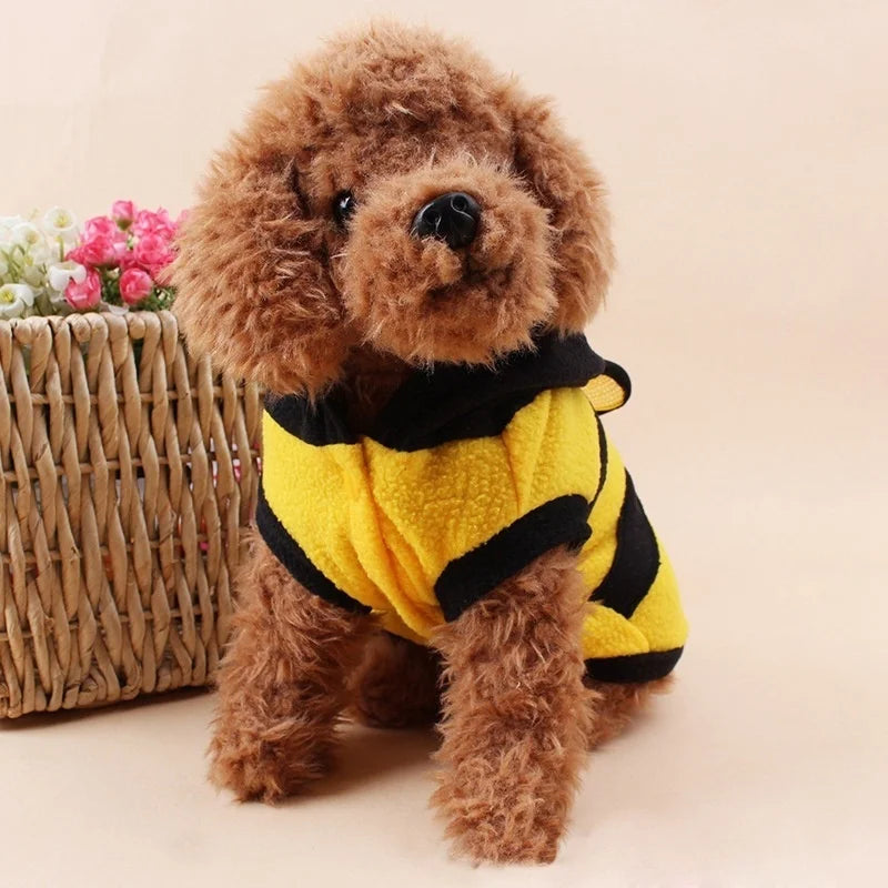 Abeja mascota cachorro abrigo ropa traje ropa de lana perro gato Sudadera con capucha disfraz de Halloween Cosplay suéter sudaderas con capucha para perros