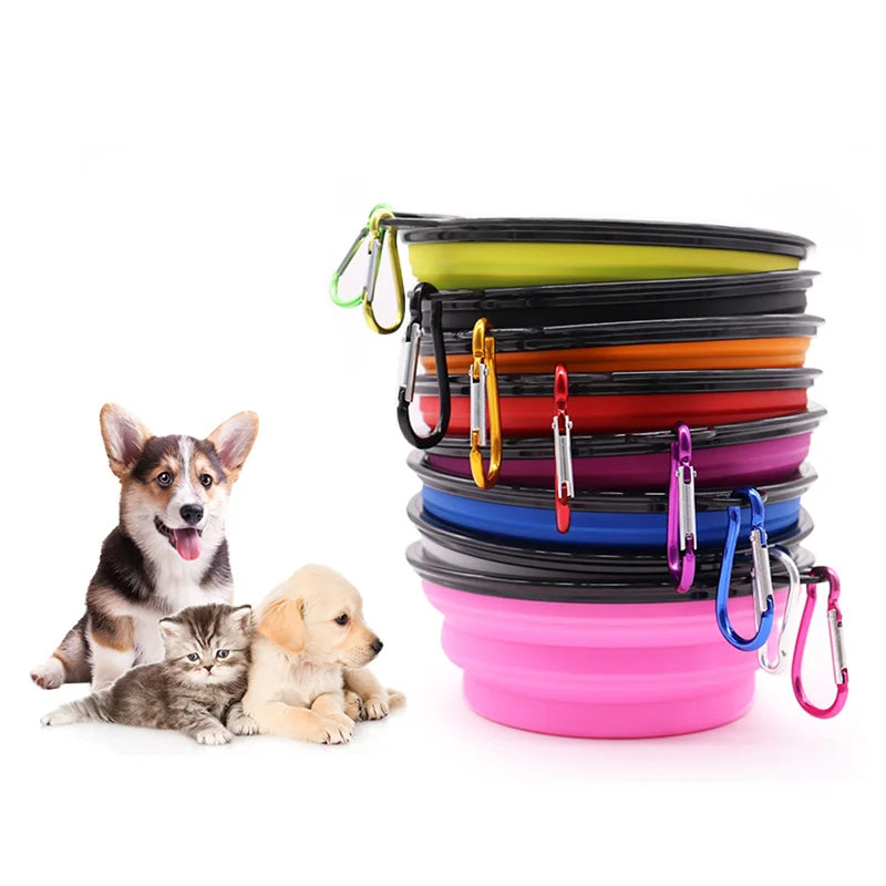 Bol pliable en Silicone pour animaux de compagnie, récipient de nourriture Portable pour chiot, mangeoire pliable pour chien de Camping en plein air de 350ML