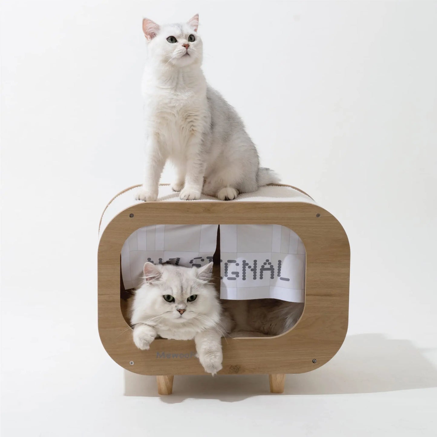 MewooFun-cama para casa de gatos, condominio para gatos, TV para interiores, resistente, de lujo, grande, de madera, muebles de refugio para gatos con almohadilla para rascar