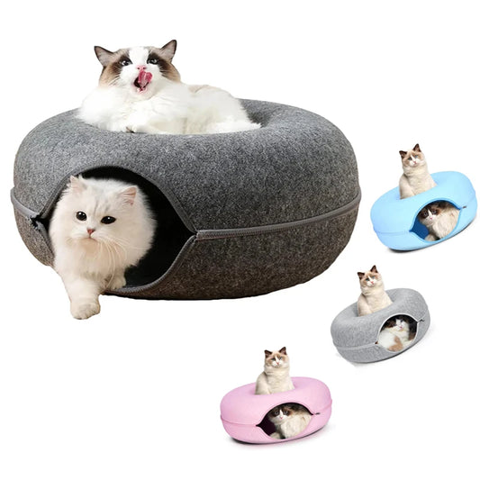 Cat Bed Donut Pet Cat Tunnel Interactive Game Toy Cat Bed Tunnels Indoor Toys Cats House Kitten Training Toy Sports Equipment