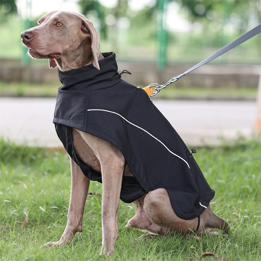 Waterproof Jacket for Large Dogs Flexible Chest Fleece Lining Soft Shell Outdoor Dog Jackets Safety Reflective Pet Clothes Coat