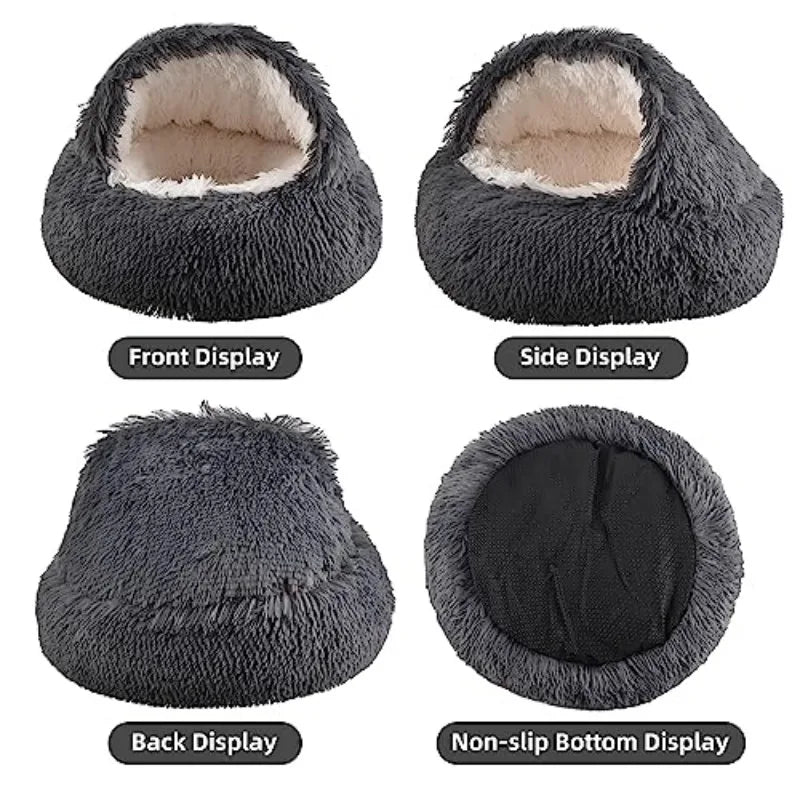 S-3XL Plush Round Calming Cat Bed Round Plush Fluffy Pet Bed for Cat Warm Dog Bed for Small Medium Dog Machine Washable Dog Sofa