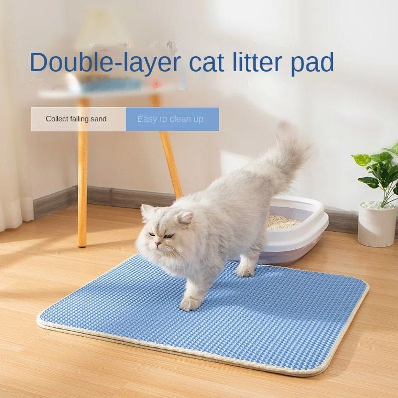 Tapis de litière pour chat Double couche imperméable à l'eau tapis de piégeage résistant à l'urine facile à nettoyer tapis de toilette antidérapant tapis à gratter pour chat grand coussin de pied