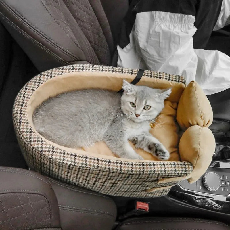 Accoudoir de voiture pour chat, nid de lit pour animal de compagnie, siège de voiture pour chien, contrôle central, transport, protection de transport pour petit chien, chiot, housse de siège de voiture