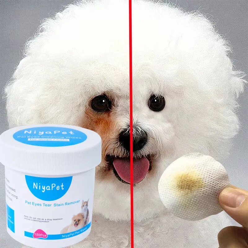 150Pcs Pet Wipes Dog Cat Eyes Ears Cleaning Paper Towels Eyes Tear Stain Remover for Puppy Kitten Ears Cleaner Grooming Supplies Accessories