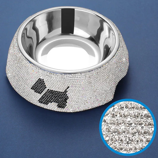 Bols de luxe antidérapants en strass pour chiens, bols d'alimentation, buveurs en acier inoxydable, mangeoires pour animaux de compagnie, fournitures pour animaux de compagnie, chiens et chats