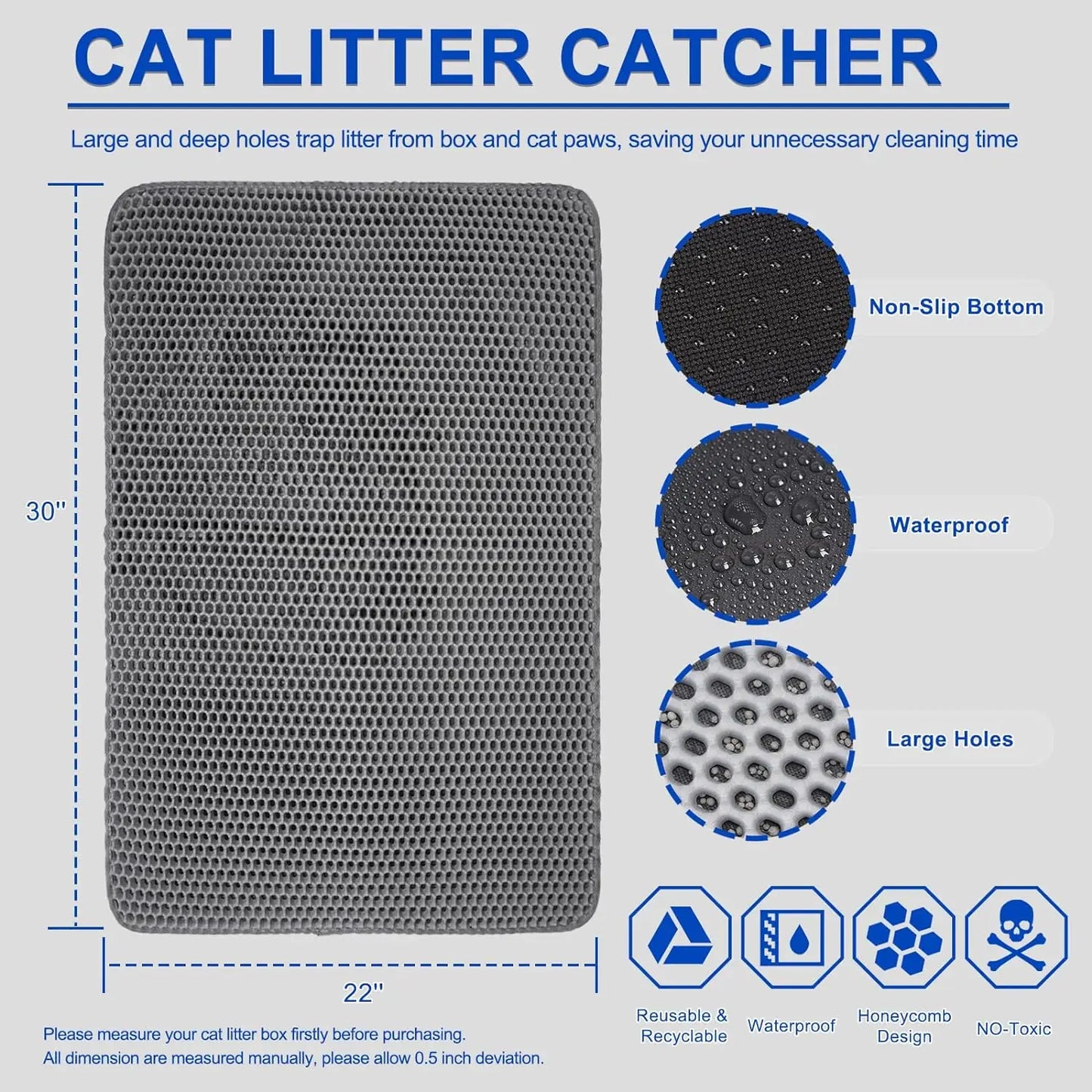 Estera para residuos de Gato impermeable de doble capa EVA plegable para atrapar arena para gatos alfombra para mascotas almohadillas de cama para gatos suministros de limpieza para mascotas