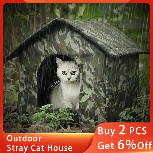 Casa para gatos al aire libre para invierno, refugio para cachorros al aire libre, cueva impermeable para mascotas, tienda de campaña plegable con aislamiento, cama para mascotas lavable y extraíble