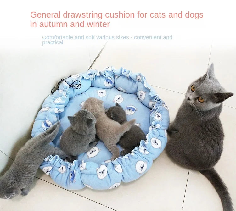 Round Cat Bed House Long Plush Pet Bed For Cats Cushion For Dogs Mat Warm Pet Home Washable Dog Sofa Soft Sleeping