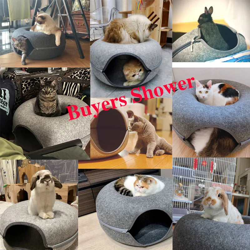 Cama para gatos Donut, túnel para Gato, juego interactivo, casa para gatos de juguete, doble uso, hurones, cama para conejos, túneles, juguetes para interiores, juguete de entrenamiento para gatitos