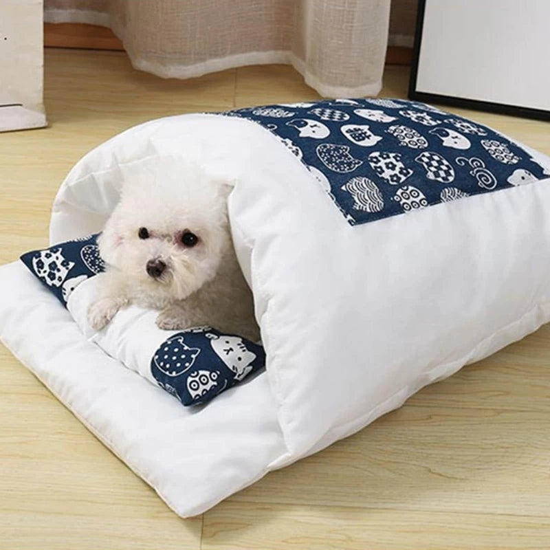 Nueva cama para gatos, saco de dormir tipo cueva, almohadilla autocalentable, saco para mascotas, escondite con almohada