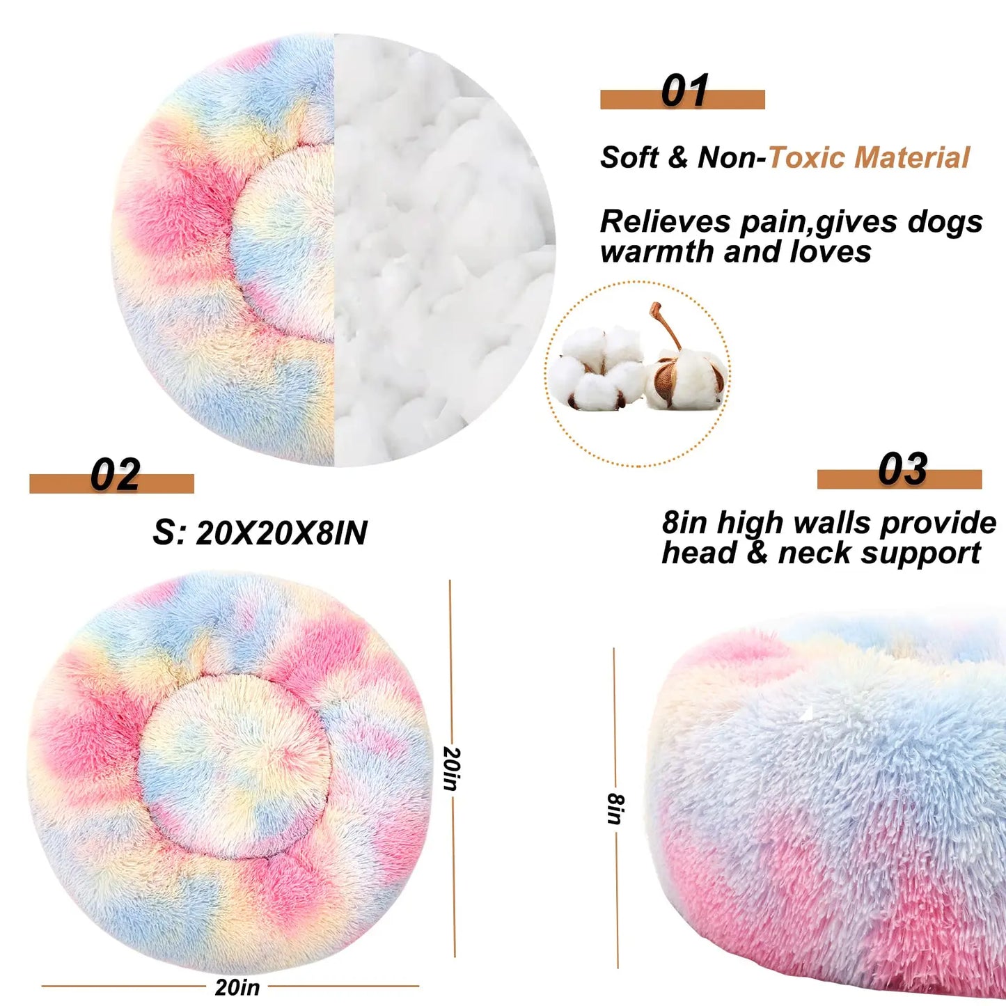 Cat Kennel Dog Kennel Plush Round Soft Washable Tie Dye Dog Bed for puppy Round Winter Warm Mat Pet Sleeping Nest Pet Supplies