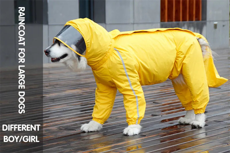 Chubasquero para perros grandes, chaqueta impermeable con capucha y cubierta trasera extraíble, ropa para mascotas Husky Samoyedo