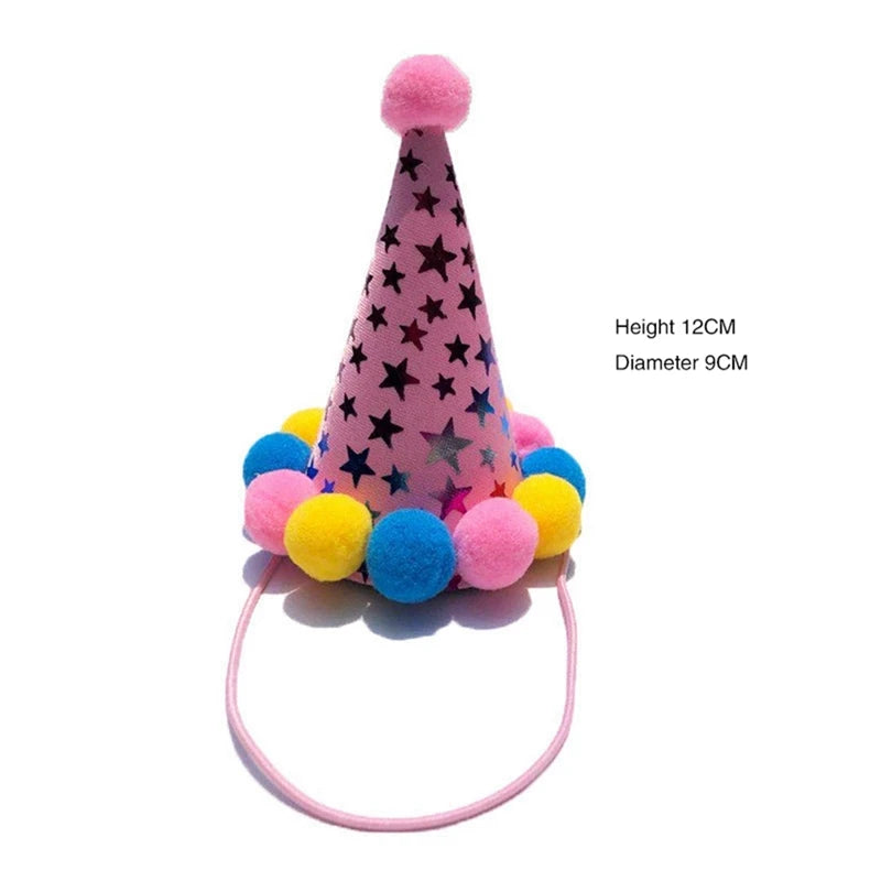 Pet Birthday Hats for Boys Girls Holiday Party Apparel Accessories for Small Medium Large Puppies Cats Doggies Cone Hat Bandana