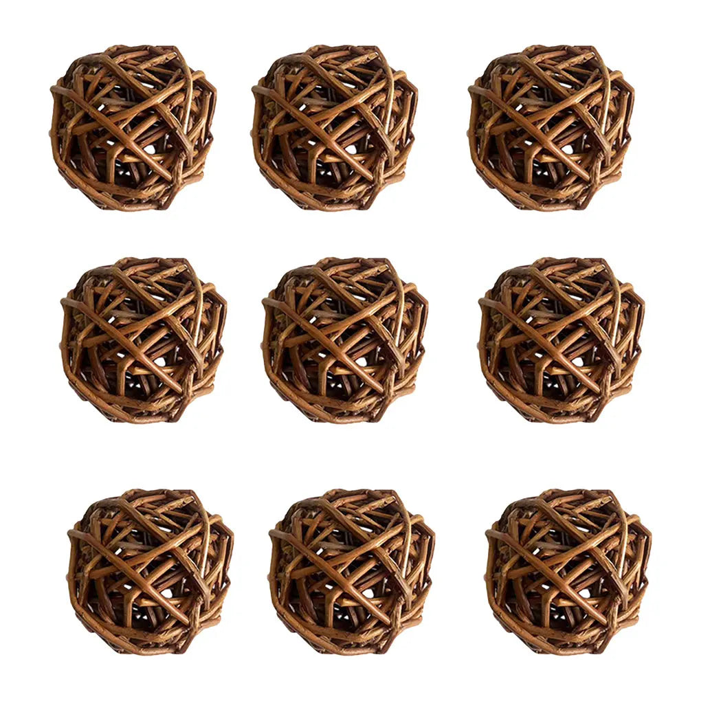 9pack/lot Natural Willow Branch Ball Fun Toy For Small Animals And Birds Joy To Pets Guinea Pig Toys brown