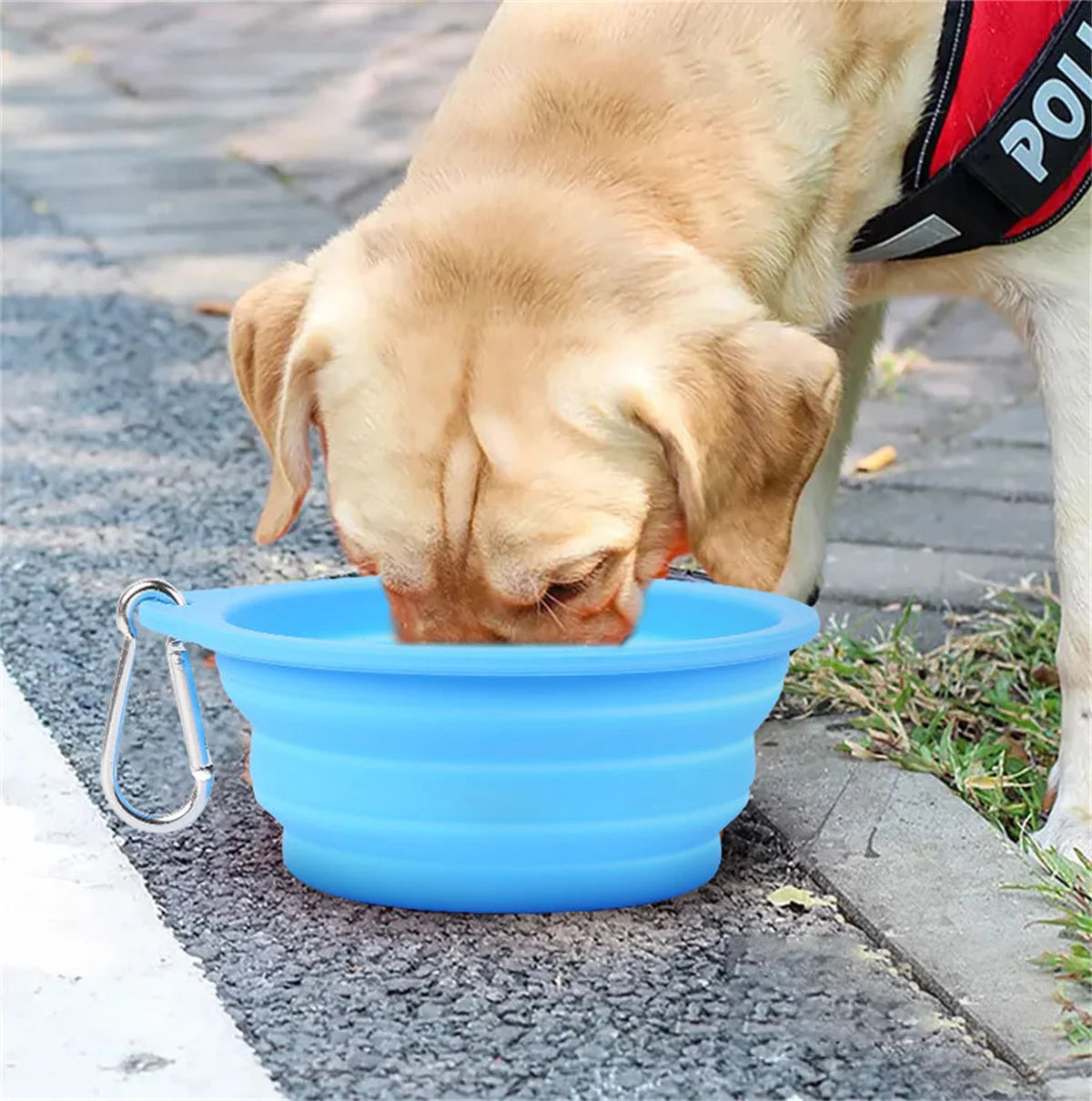 Cuenco de silicona plegable grande para perros y mascotas, recipiente portátil para comida para cachorros, para viajes al aire libre, plato alimentador, 350/600ml