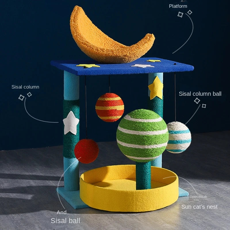 Creative Planet Trepador para Gatos, Árbol para Gatos Pequeño, Tabla Rascadora para Mascotas de Sisal Integrada, Rascadores de Torre para Mascotas, Cama de Juguete con Nido para Parque Infantil