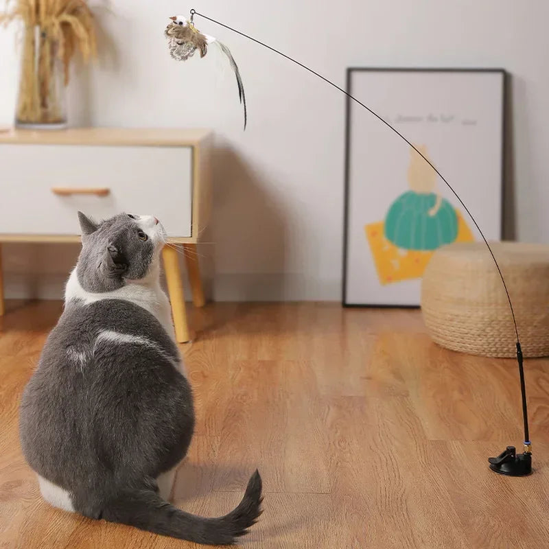 Jouet interactif de Simulation d'oiseau pour chat, plume amusante avec cloche, bâton de chat, jouet pour chaton, baguette Teaser, jouet, fournitures pour chats