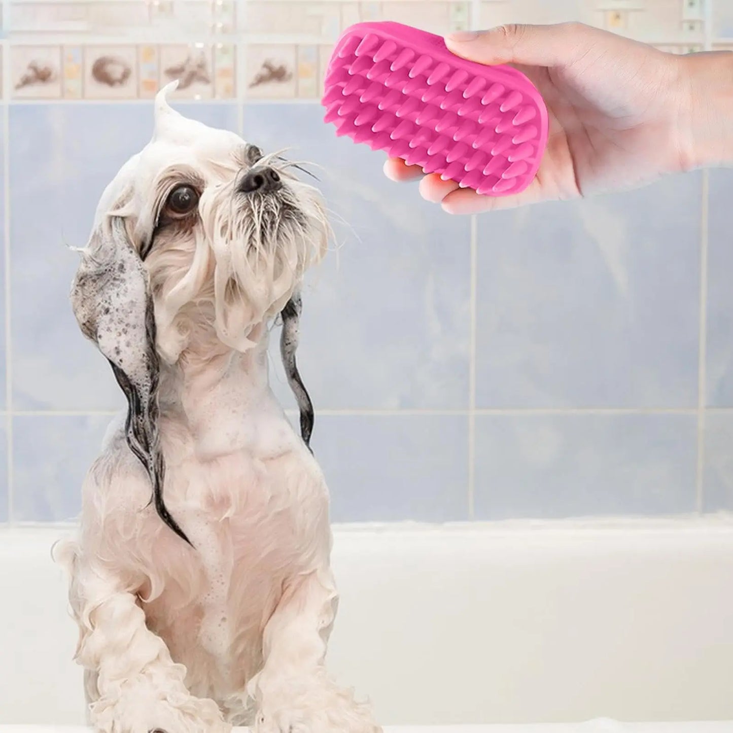 Herramienta de aseo de cerdas suaves, cepillo de baño suave para mascotas, peine de masaje para mascotas, accesorios de baño para perros, herramienta de masaje para el cuidado de mascotas