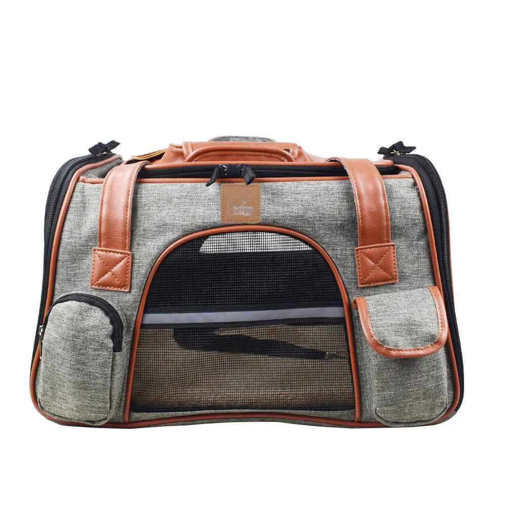 Bolsa transportadora para perros, mochila lateral suave, transportadores para mascotas y gatos, bolsas de viaje para perros, transporte aprobado por aerolínea para perros pequeños y gatos salientes