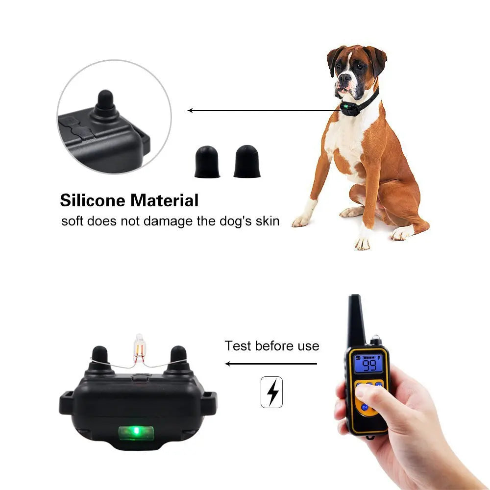 Collier de dressage électrique pour chien, 800m, étanche, télécommande pour animaux de compagnie, Rechargeable, avec son de Vibration et de choc