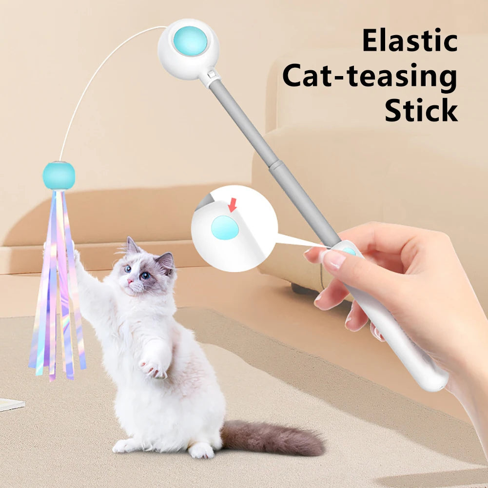 Juguete interactivo para gatos, varita láser de plumas, varita retráctil para mascotas, producto receptor de repuesto para ejercicio de gatos