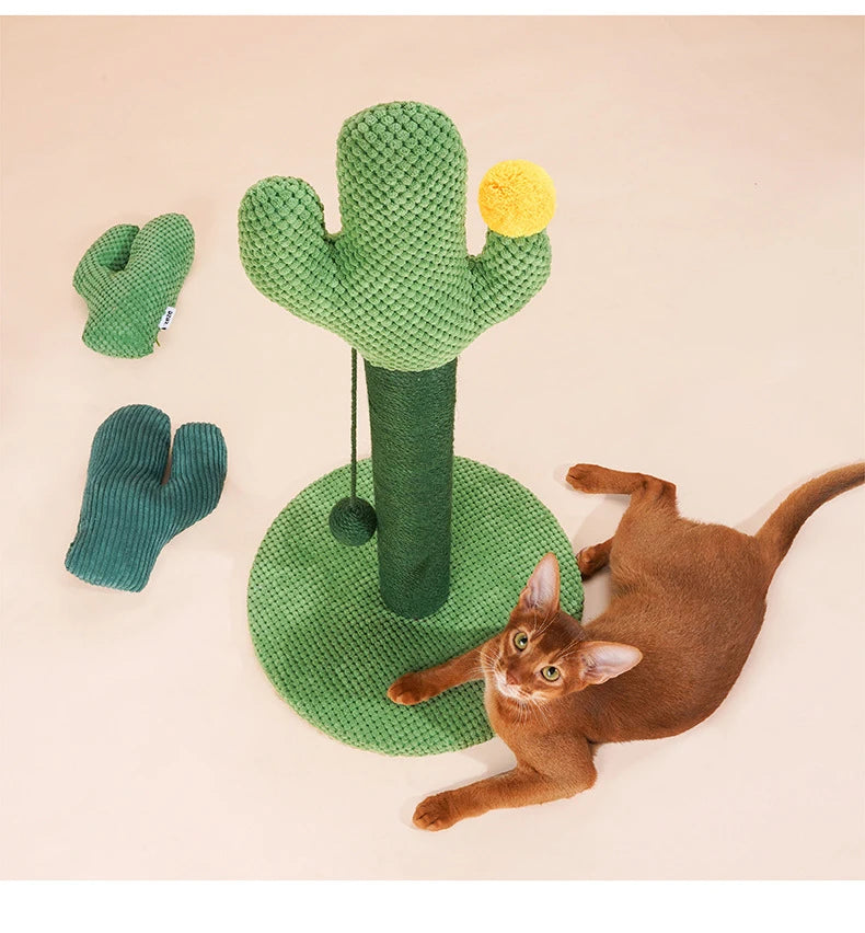 Postes rascadores para gatos, rascador bonito de árbol de Cactus con bola, juguetes de menta para mascotas, muebles rascadores para gatitos