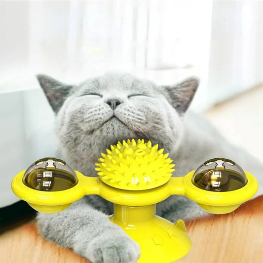 Molino de viento de juguete para gatos, juguetes interactivos para mascotas, rompecabezas para gatos, juguete con plato giratorio Whirligig para cepillo de dientes para gatitos, suministros para mascotas