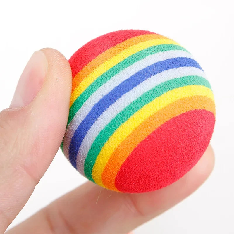 Pelota de juguetes para gatos de EVA arcoíris, juego interactivo para perros y gatos, sonajero para masticar, pelota de EVA para rascar, pelotas de entrenamiento, suministros de juguetes para mascotas