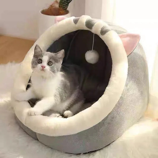 Cama para gatos dulce, cesta cálida para mascotas, tumbona acogedora para gatitos, cojín, tienda de campaña para gatos, estera para perros pequeños muy suave, bolsa para camas lavables para gatos cueva