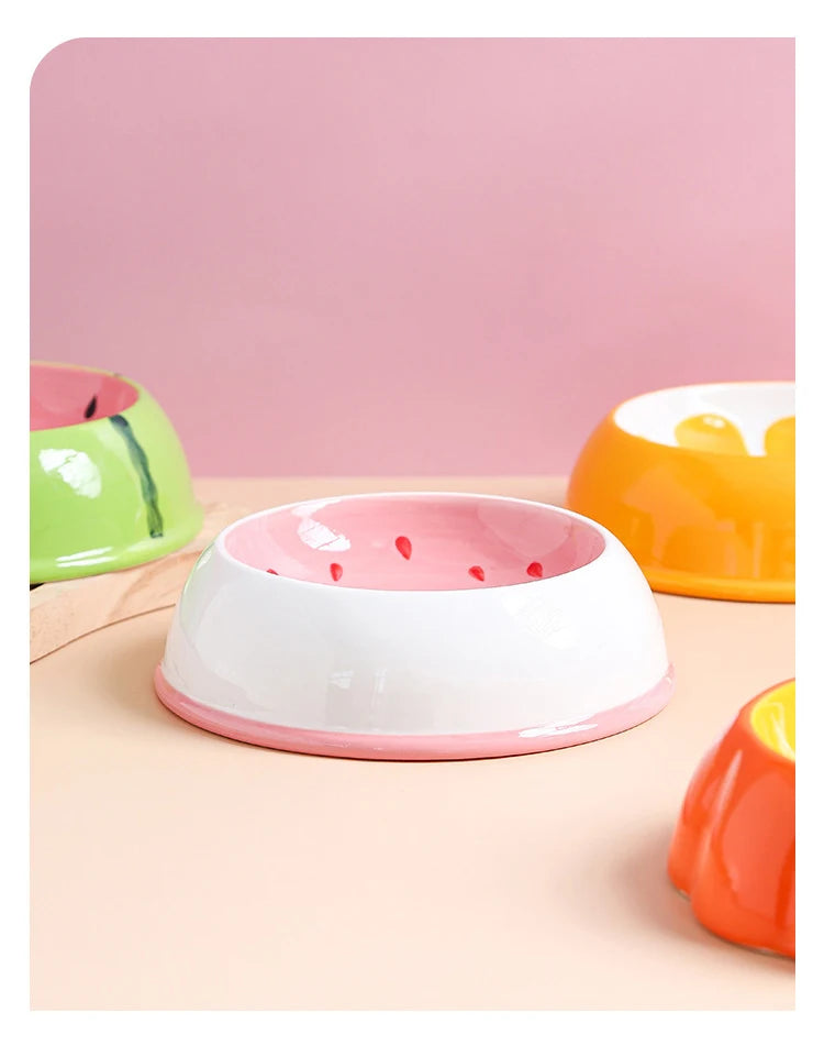 150ml Cat Ceramic Bowl Fruit Shape Pet Small Size Food Water Feeders Puppy Dog Drinking Eating Supplies