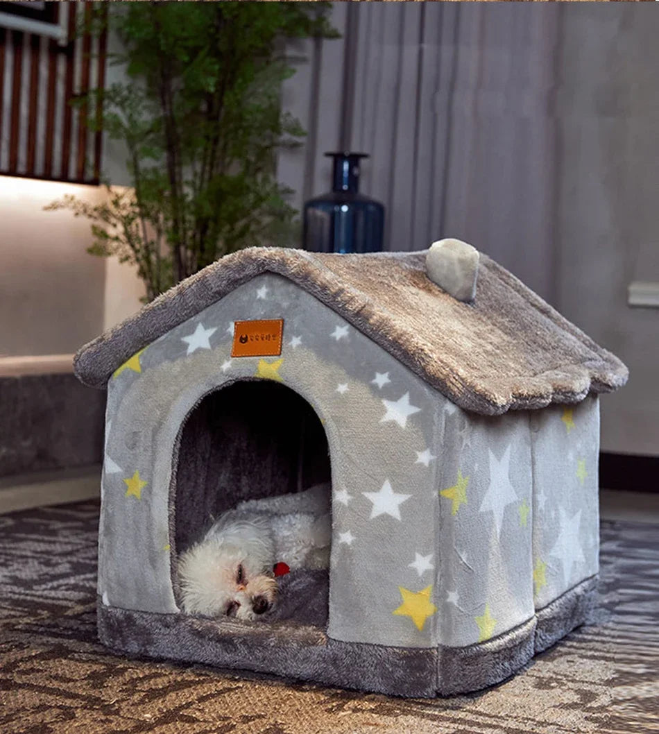 Pet Foldable House Kennel Bed Mat Cottage for Dogs Cat Winter Warm Cozy Nest Pet Products Basket Puppy Cave Sofa