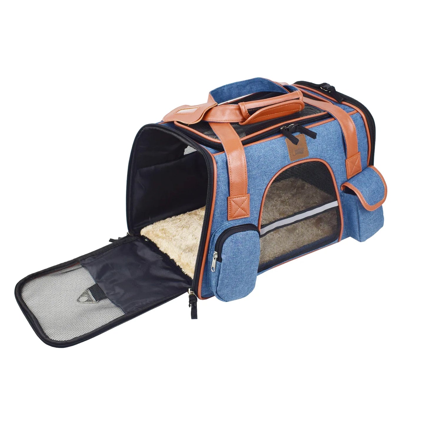 Bolsa transportadora para perros, mochila lateral suave, transportadores para mascotas y gatos, bolsas de viaje para perros, transporte aprobado por aerolínea para perros pequeños y gatos salientes