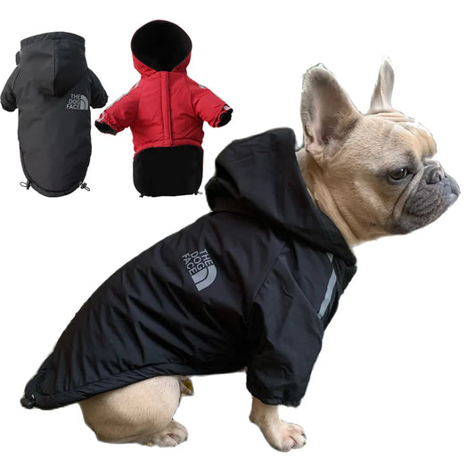 Otoño Invierno perro mascota impermeable abrigo cálido chaqueta con capucha de algodón la cara del perro perros pequeños gato reflectante ropa para mascotas abrigo de invierno