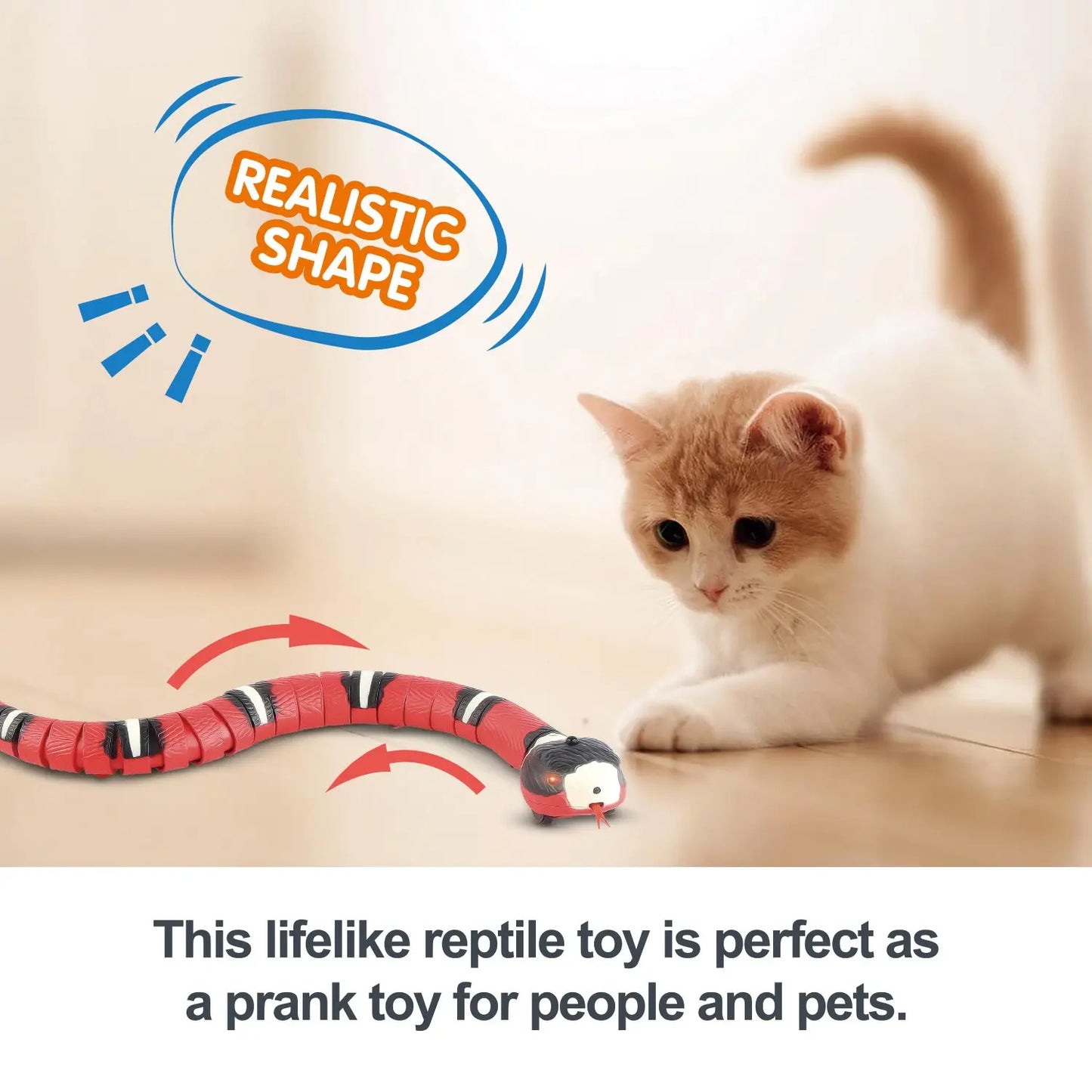 Juguetes para gatos con detección inteligente, juguete interactivo automático electrónico con forma de serpiente para gatos, juguete para interiores, recargable por USB